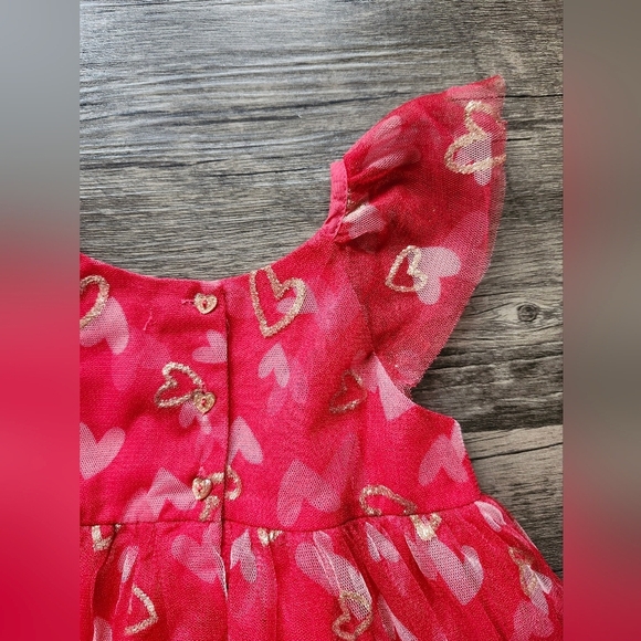 Isaac Mizrahi Golden Heart Patterned Tulle Dress - Picture 4 of 5